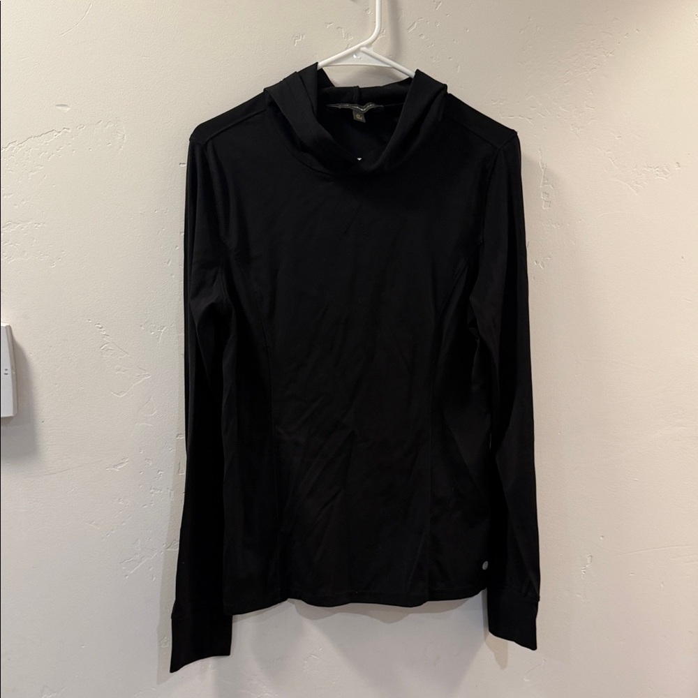 Women’s Black Long Sleeve Athletic Thermal Top  Stretch Size Medium
